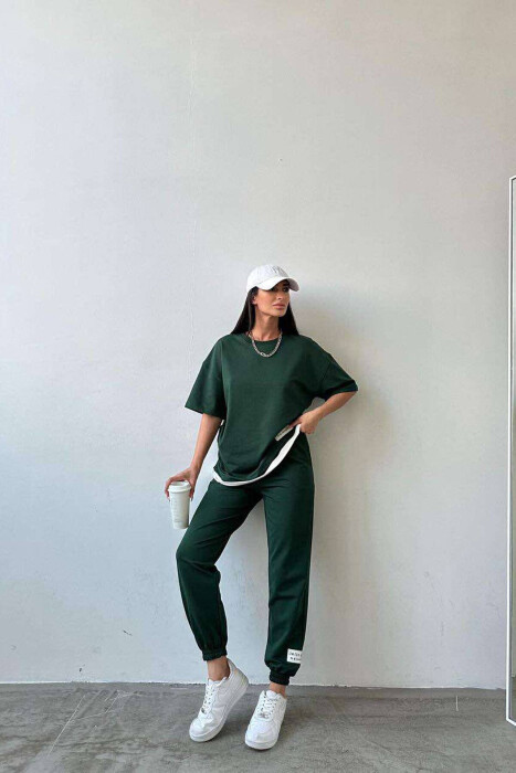 ONE COLOR T-SHIRT+JOGGERS WOMEN SET GREEN/JESHILE - 3