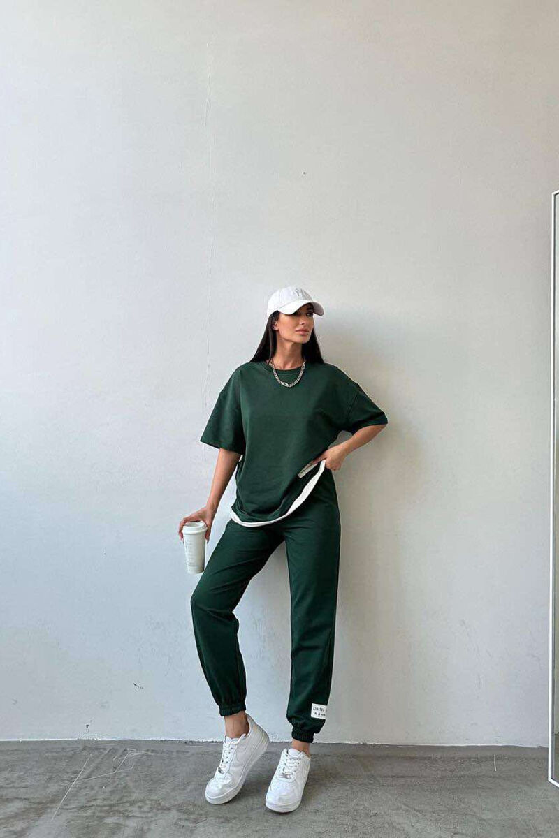 ONE COLOR T-SHIRT+JOGGERS WOMEN SET GREEN/JESHILE - 3