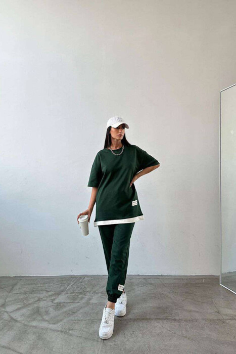 ONE COLOR T-SHIRT+JOGGERS WOMEN SET GREEN/JESHILE - 5