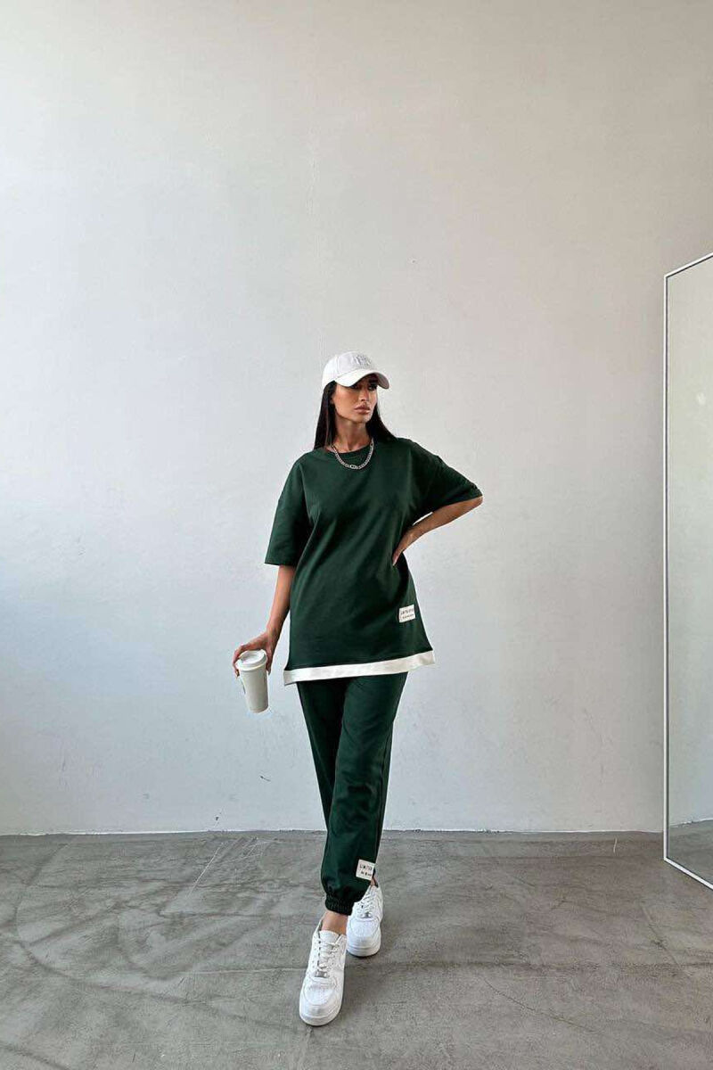 ONE COLOR T-SHIRT+JOGGERS WOMEN SET GREEN/JESHILE - 5