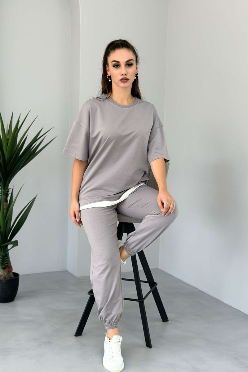 ONE COLOR T-SHIRT+JOGGERS WOMEN SET GREY/GRI - 2