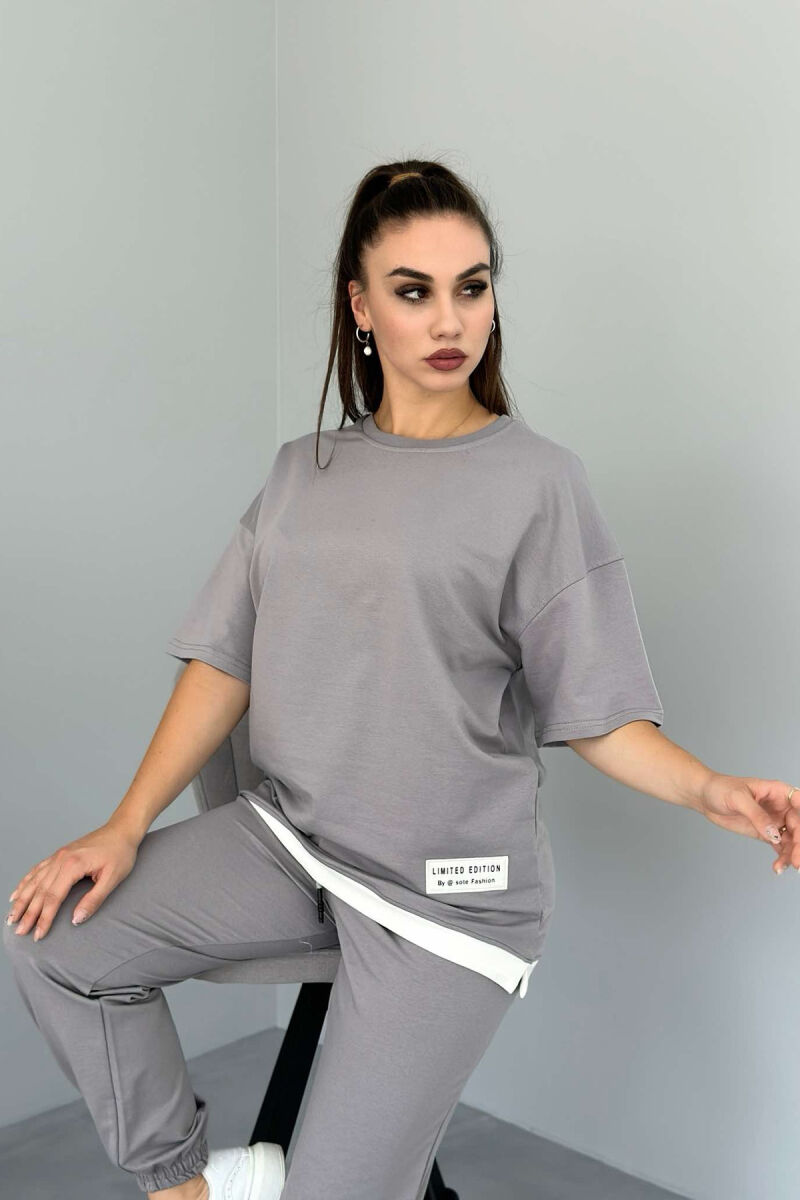 ONE COLOR T-SHIRT+JOGGERS WOMEN SET GREY/GRI - 3