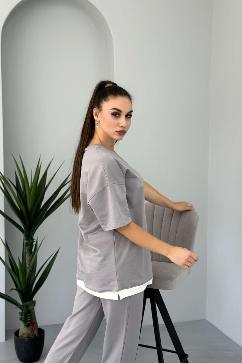 ONE COLOR T-SHIRT+JOGGERS WOMEN SET GREY/GRI - 5