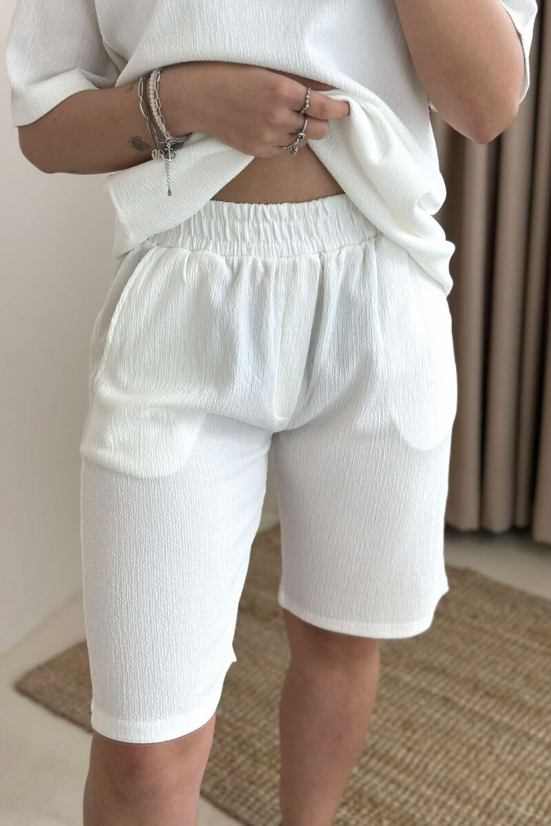 ONE COLOR T-SHIRT+SHORTS WOMEN SET WHITE-E BARDHE - 2