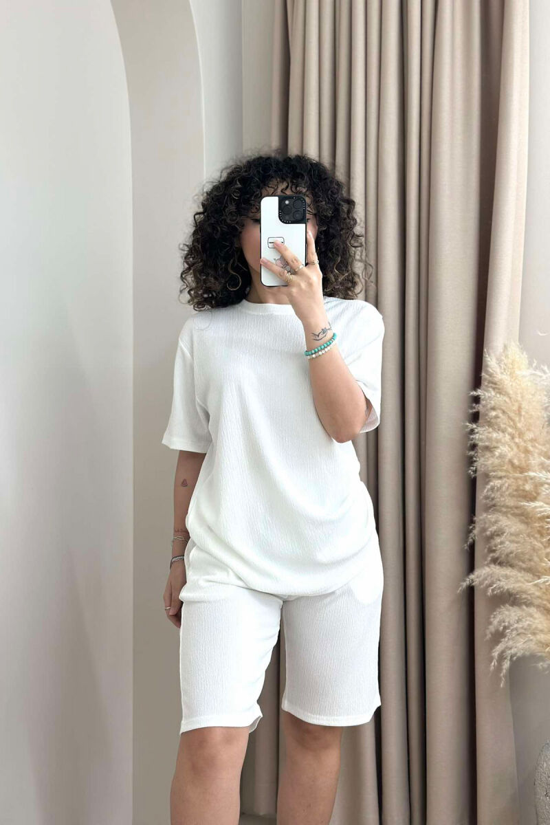 ONE COLOR T-SHIRT+SHORTS WOMEN SET WHITE-E BARDHE - 4