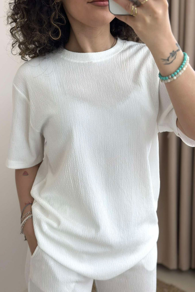 ONE COLOR T-SHIRT+SHORTS WOMEN SET WHITE-E BARDHE - 5