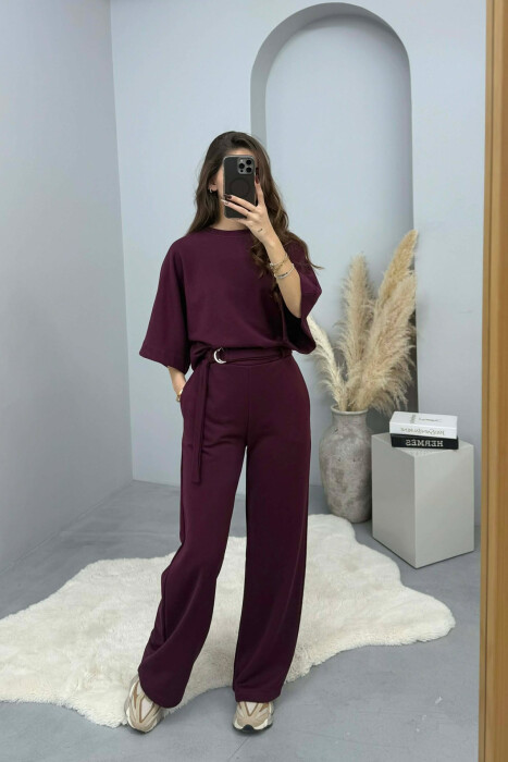 KOSTUM NJE NGJYRESH BLUZE+TUTA PER FEMRA NE NGJYRE VISHNJE - KLAUDIO FASHION