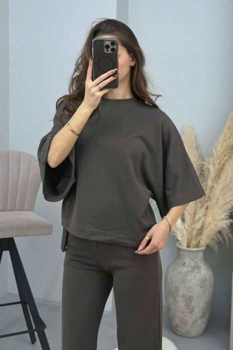 ONE COLOR T-SHIRT+SWEATPANTS WOMEN SET DARK GREY/GEE - 3