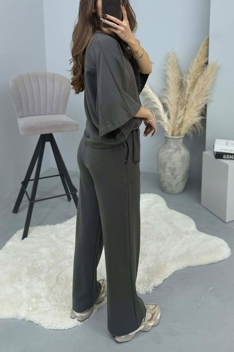 ONE COLOR T-SHIRT+SWEATPANTS WOMEN SET DARK GREY/GEE - 4