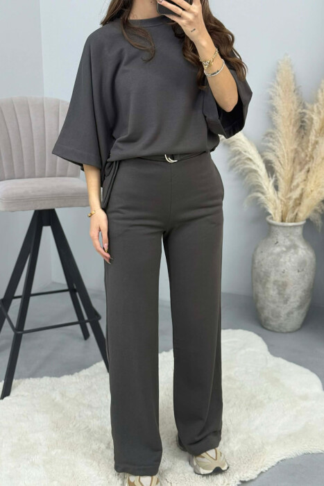 ONE COLOR T-SHIRT+SWEATPANTS WOMEN SET DARK GREY/GEE - 2