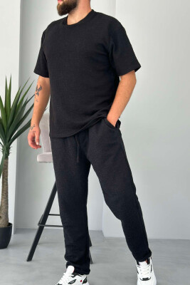 ONE COLOR T-SHIRT+TROUSERS MEN SET BLACK/ E ZEZE 