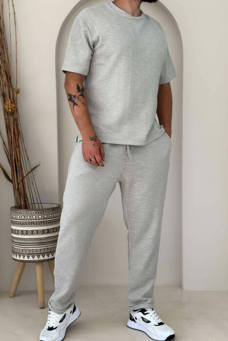 ONE COLOR T-SHIRT+TROUSERS MEN SET LIGHT GREY/GZ - 2