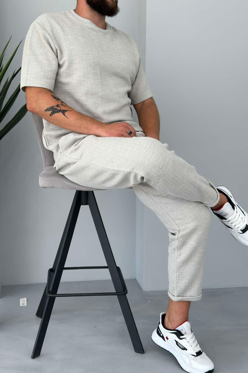 ONE COLOR T-SHIRT+TROUSERS MEN SET LIGHT GREY/GZ - 3