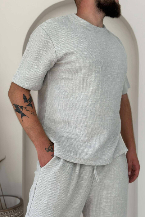 ONE COLOR T-SHIRT+TROUSERS MEN SET LIGHT GREY/GZ - 4