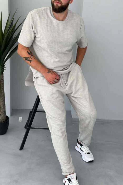 ONE COLOR T-SHIRT+TROUSERS MEN SET LIGHT GREY/GZ - 6