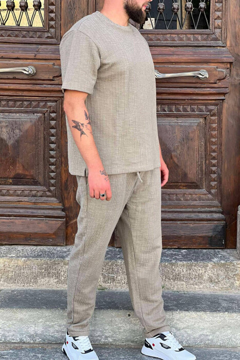 ONE COLOR T-SHIRT+TROUSERS MEN SET OLIVE/ULLI - 3