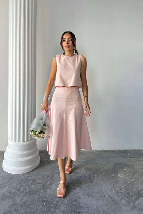 ONE COLOR TANK TOP + SKIRT WOMEN SET POWDER/PUDER 
