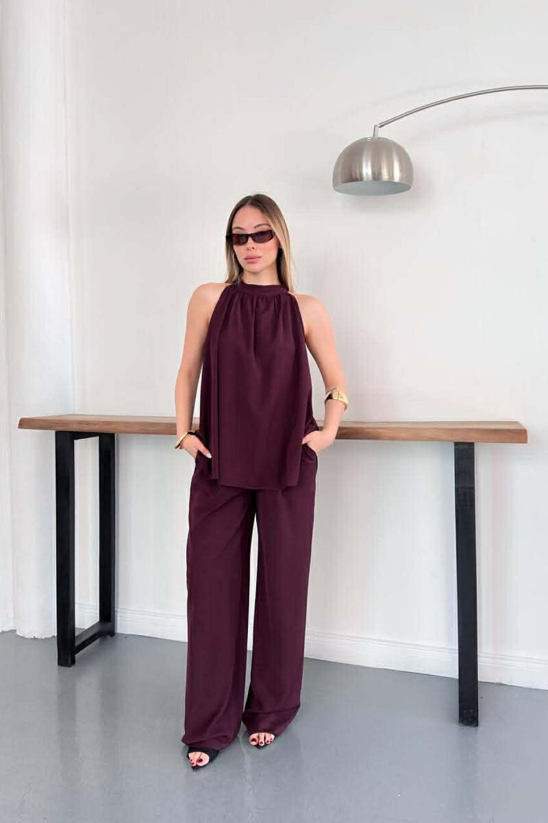 ONE COLOR TANK TOP + TROUSERS WOMAN SET BURGUNDY/VISHNJE - 1