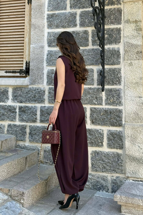 ONE COLOR TANK TOP + TROUSERS WOMAN SET BURGUNDY/VISHNJE - 3