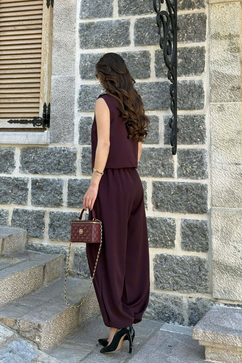 ONE COLOR TANK TOP + TROUSERS WOMAN SET BURGUNDY/VISHNJE - 3