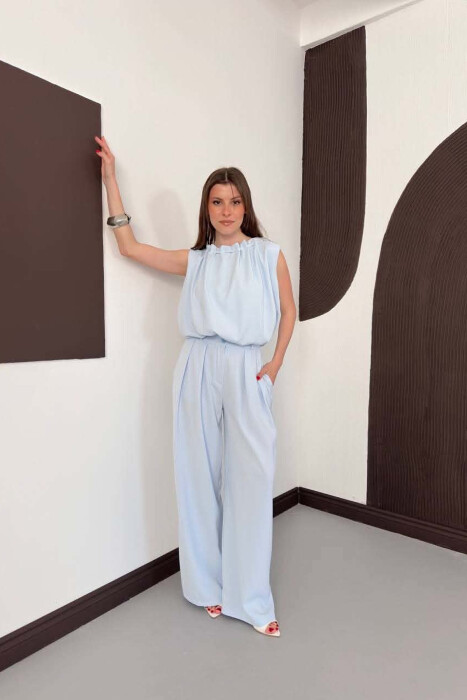 ONE COLOR TANK TOP + WIDE LEG TROUSERS WOMAN SET LIGHTBLUE/BZ - 4