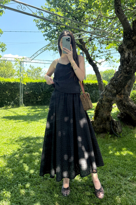 ONE COLOR TANK TOP+SKIRT WOMEN SET BLACK/ E ZEZE 