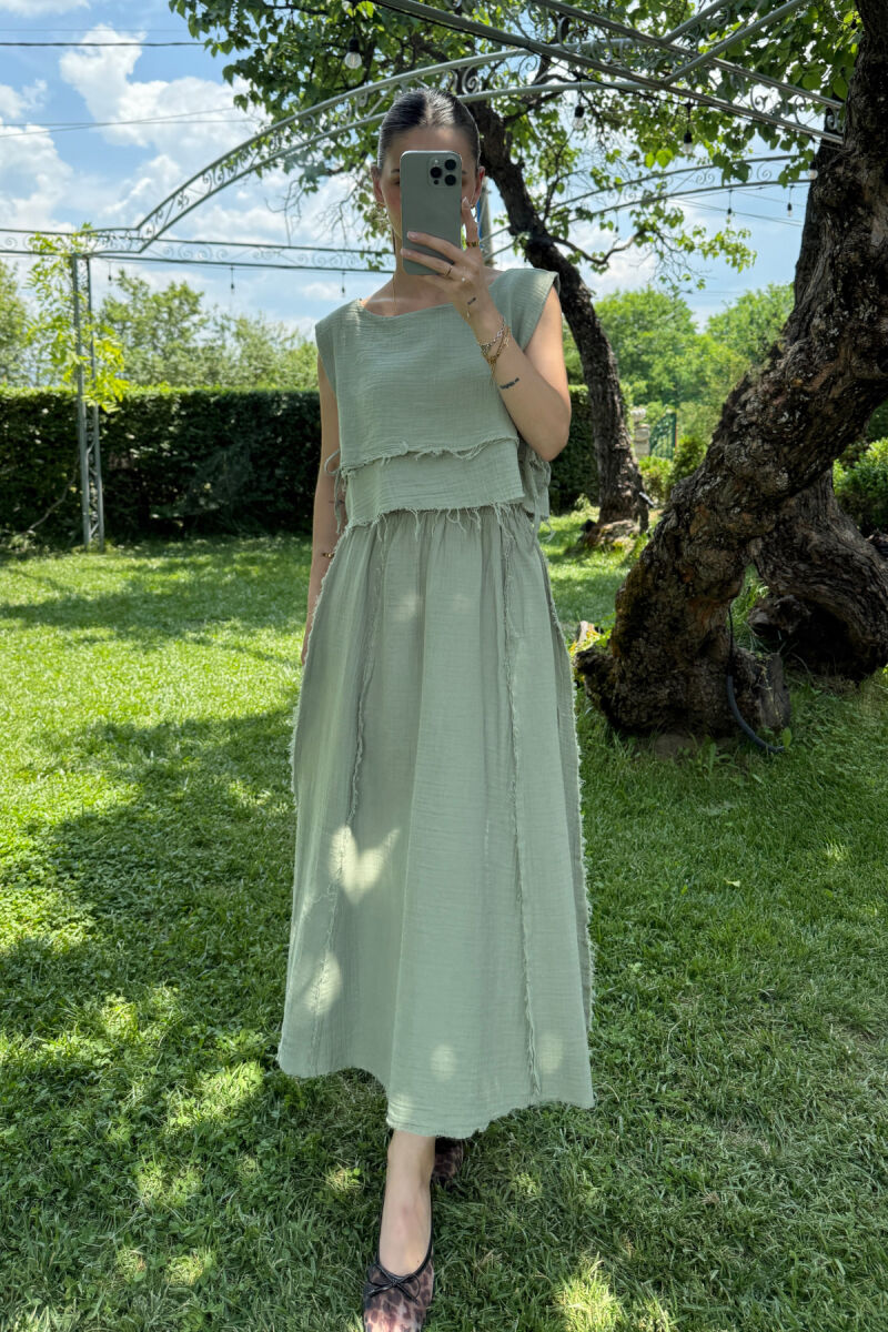 ONE COLOR TANK TOP+SKIRT WOMEN SET MINT/MENTE - 1