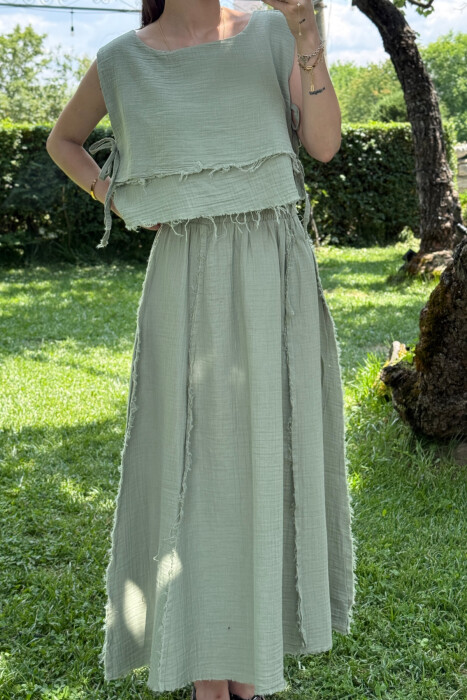ONE COLOR TANK TOP+SKIRT WOMEN SET MINT/MENTE - 3