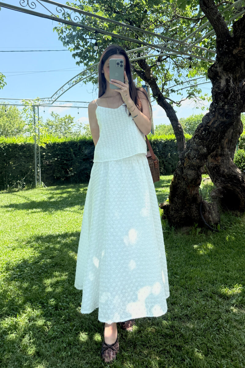 ONE COLOR TANK TOP+SKIRT WOMEN SET WHITE-E BARDHE - 1