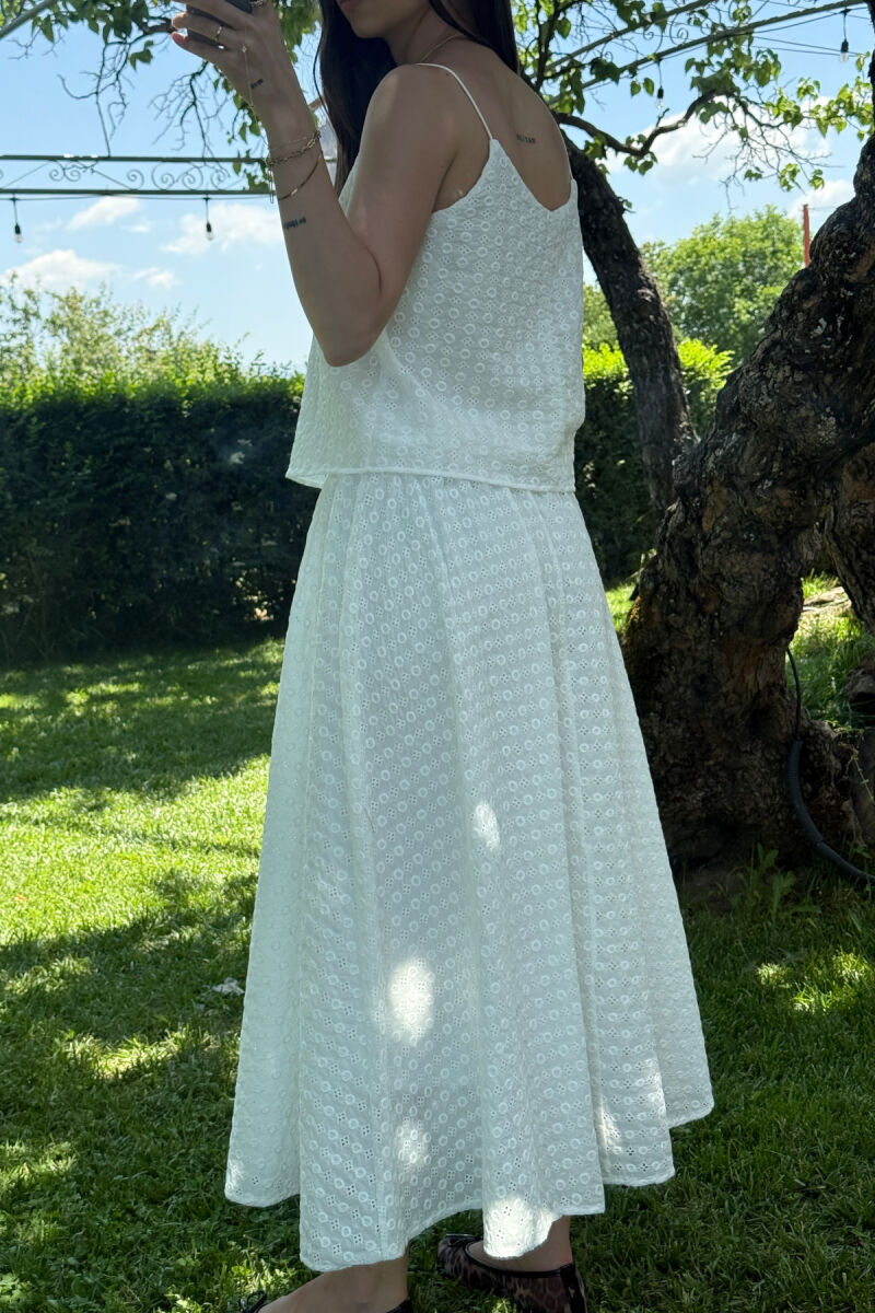 ONE COLOR TANK TOP+SKIRT WOMEN SET WHITE-E BARDHE - 2