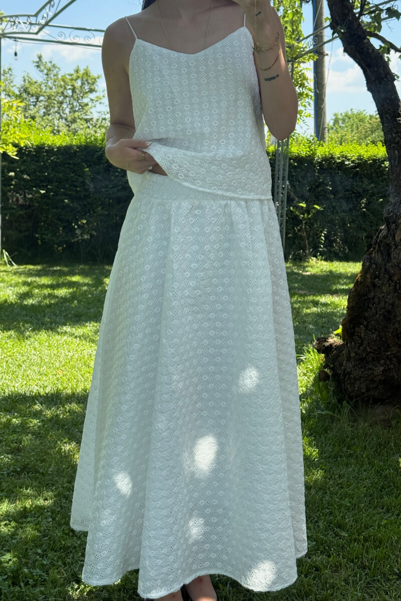ONE COLOR TANK TOP+SKIRT WOMEN SET WHITE-E BARDHE - 3