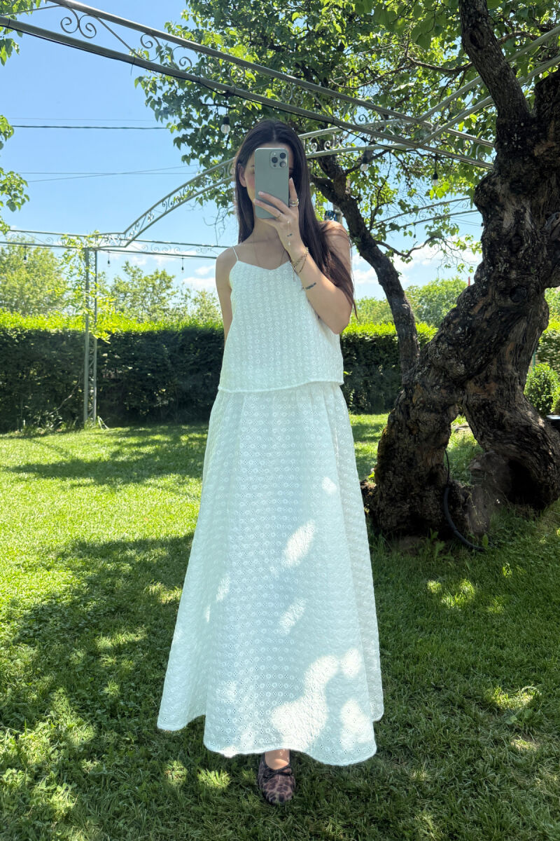ONE COLOR TANK TOP+SKIRT WOMEN SET WHITE-E BARDHE - 4