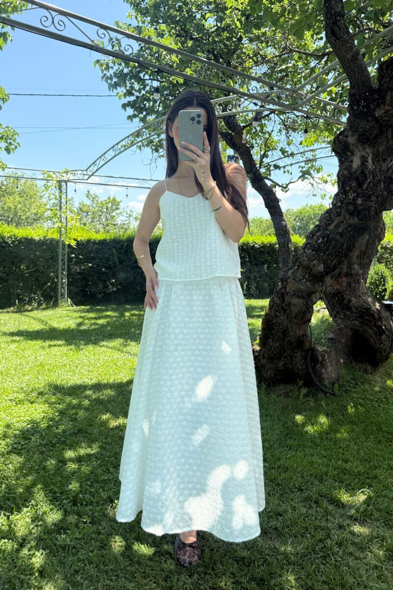 ONE COLOR TANK TOP+SKIRT WOMEN SET WHITE-E BARDHE - 5