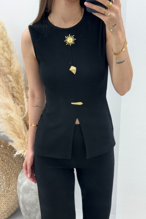 ONE COLOR TANK TOP+TROUSERS WOMEN SET BLACK/ E ZEZE - 3