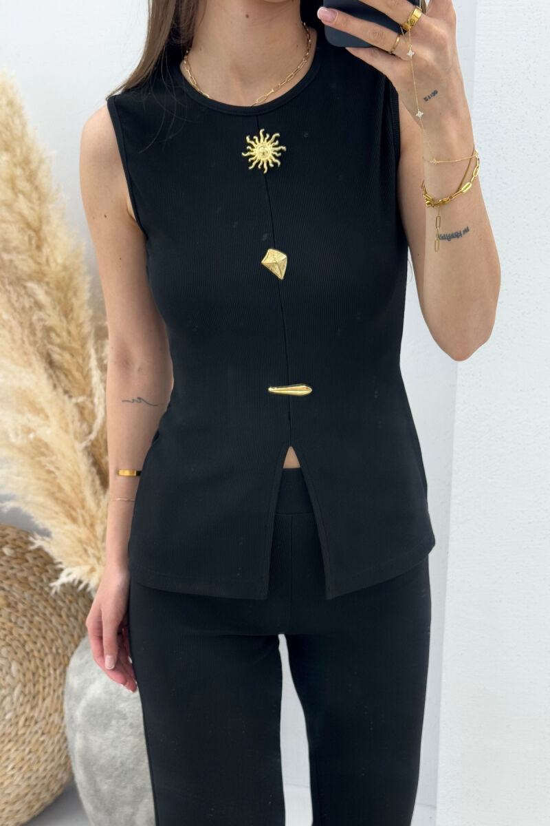 ONE COLOR TANK TOP+TROUSERS WOMEN SET BLACK/ E ZEZE - 3