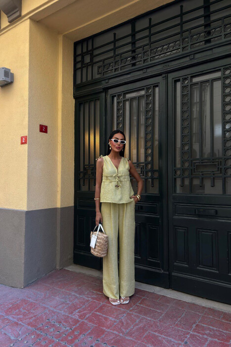 ONE COLOR TANK TOP+TROUSERS WOMEN SET LIGHT GREEN/JEZB 