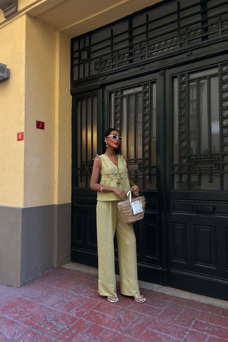 ONE COLOR TANK TOP+TROUSERS WOMEN SET LIGHT GREEN/JEZB - 2