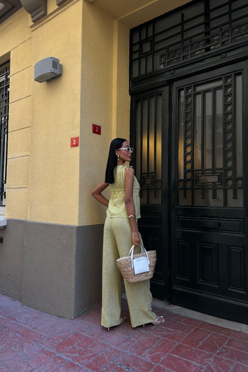 ONE COLOR TANK TOP+TROUSERS WOMEN SET LIGHT GREEN/JEZB - 5