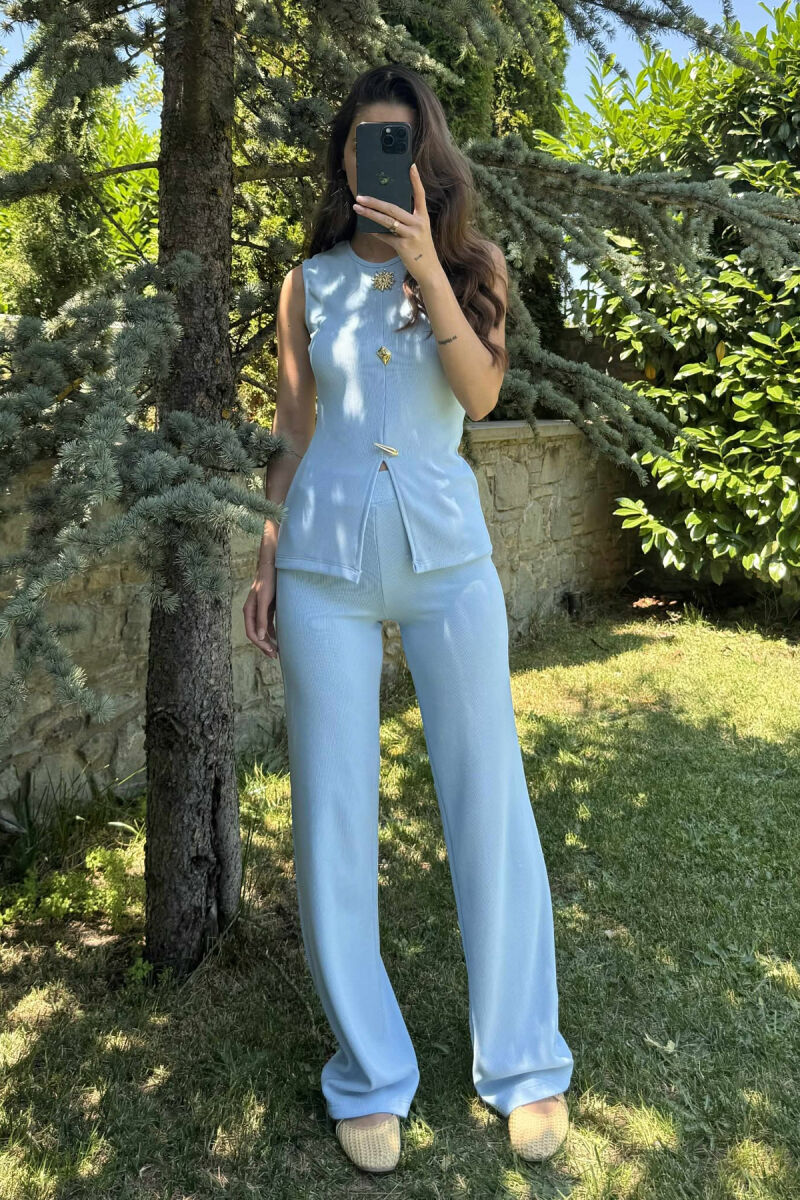 ONE COLOR TANK TOP+TROUSERS WOMEN SET LIGHTBLUE/BZ - 1