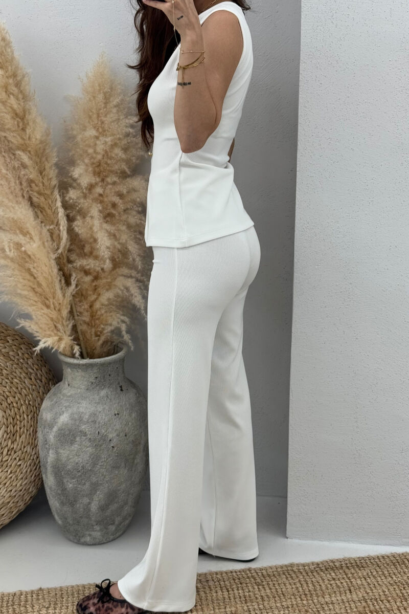 ONE COLOR TANK TOP+TROUSERS WOMEN SET WHITE-E BARDHE - 4
