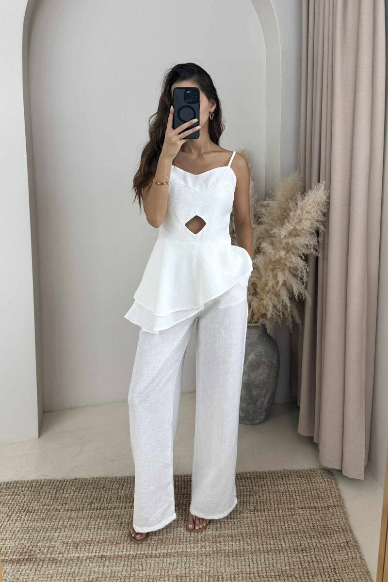 ONE COLOR TANK TOP+TROUSERS WOMEN SET WHITE-E BARDHE - 2