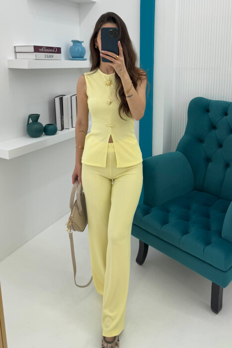 ONE COLOR TANK TOP+TROUSERS WOMEN SET YELLOW/E VERDHE 