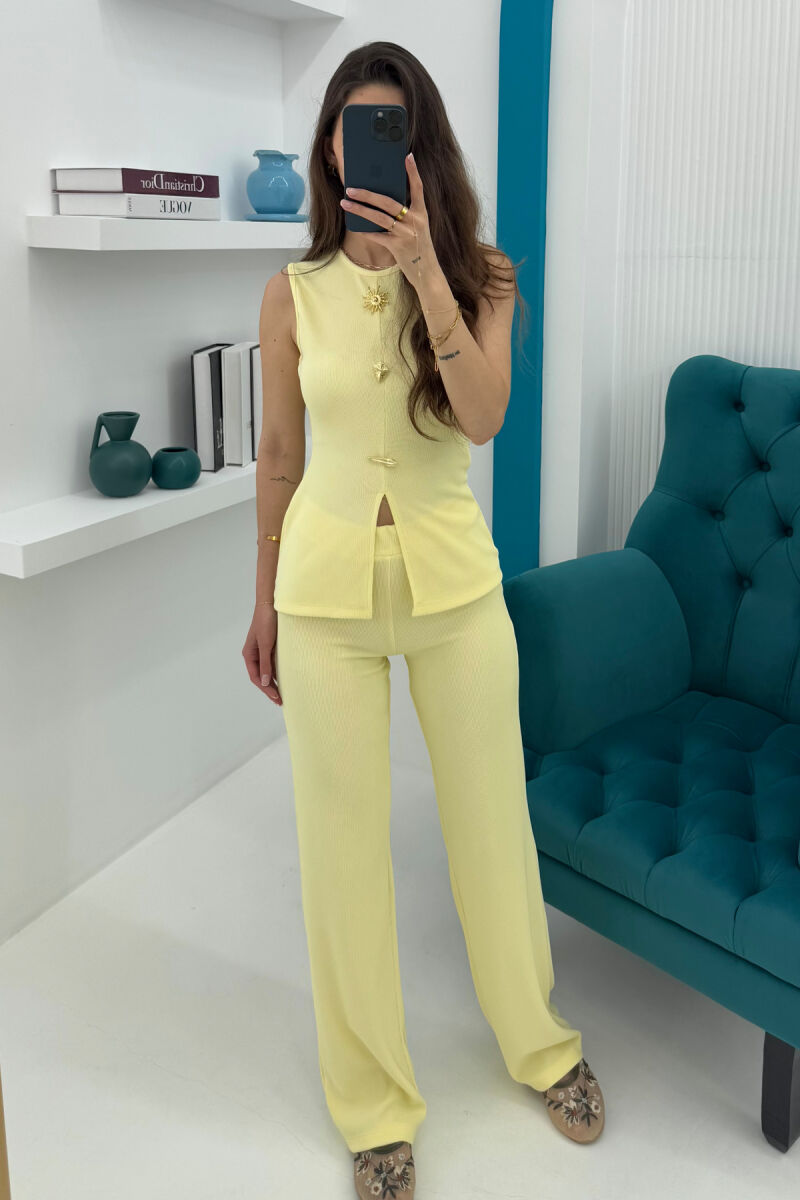ONE COLOR TANK TOP+TROUSERS WOMEN SET YELLOW/E VERDHE - 2