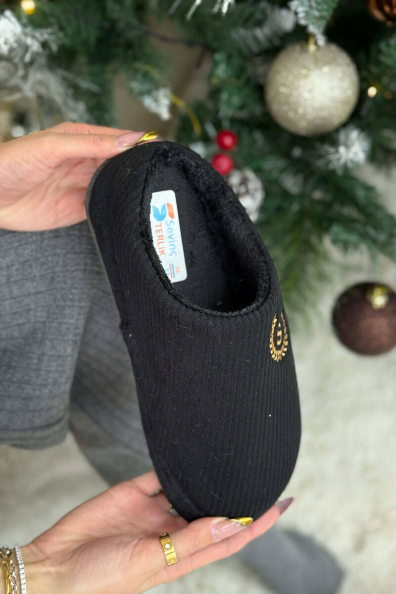 ONE COLOR TEDDY LINED WOMEN SLIPPERS BLACK/ E ZEZE - 2