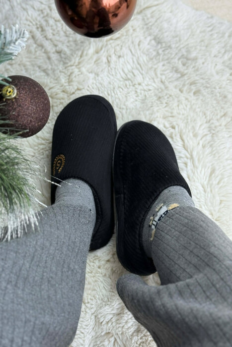 ONE COLOR TEDDY LINED WOMEN SLIPPERS BLACK/ E ZEZE - 5