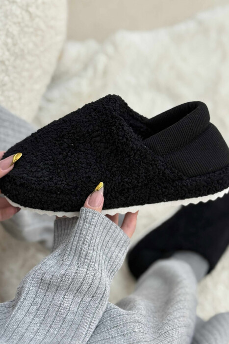 ONE COLOR TEDDY WOMEN SLIPPERS BLACK/ E ZEZE - 5