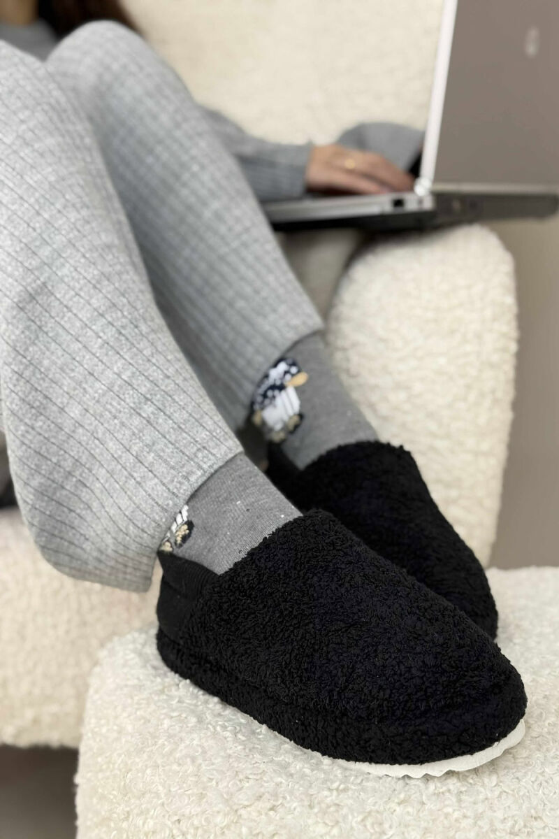 ONE COLOR TEDDY WOMEN SLIPPERS BLACK/ E ZEZE - 2