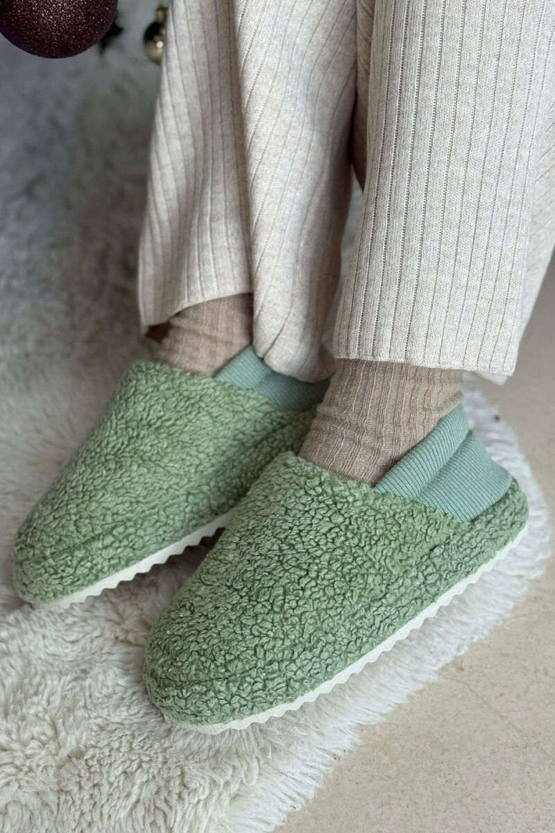 ONE COLOR TEDDY WOMEN SLIPPERS MINT/MENTE - 1