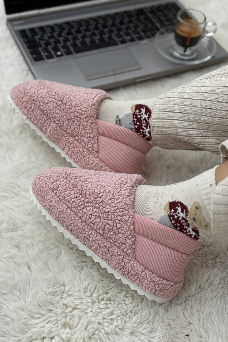 ONE COLOR TEDDY WOMEN SLIPPERS PINK/ROZE - 1