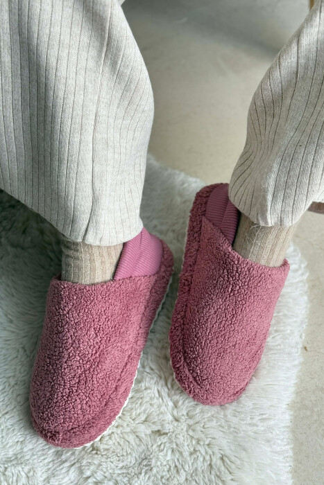ONE COLOR TEDDY WOMEN SLIPPERS VINEGAR/UTHULL - KLAUDIO FASHION